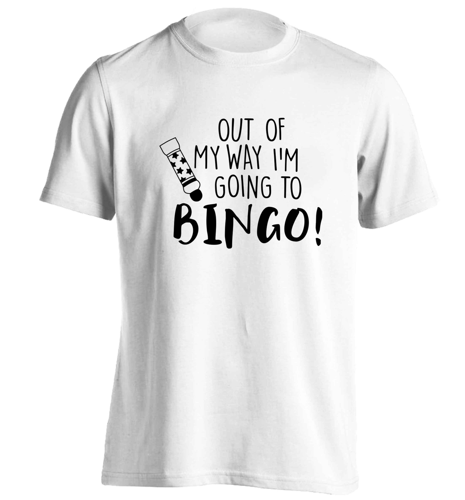 Out of my way I'm going to bingo adults unisex white Tshirt 2XL