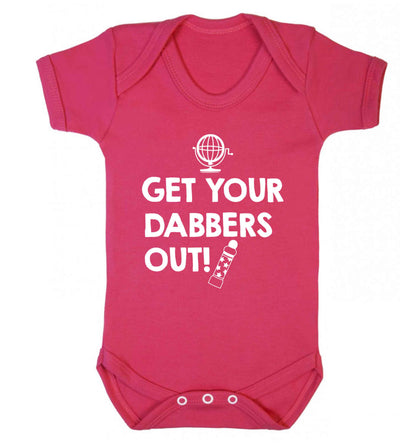 Get your dabbers out Baby Vest dark pink 18-24 months