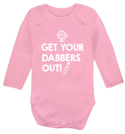 Get your dabbers out Baby Vest long sleeved pale pink 6-12 months