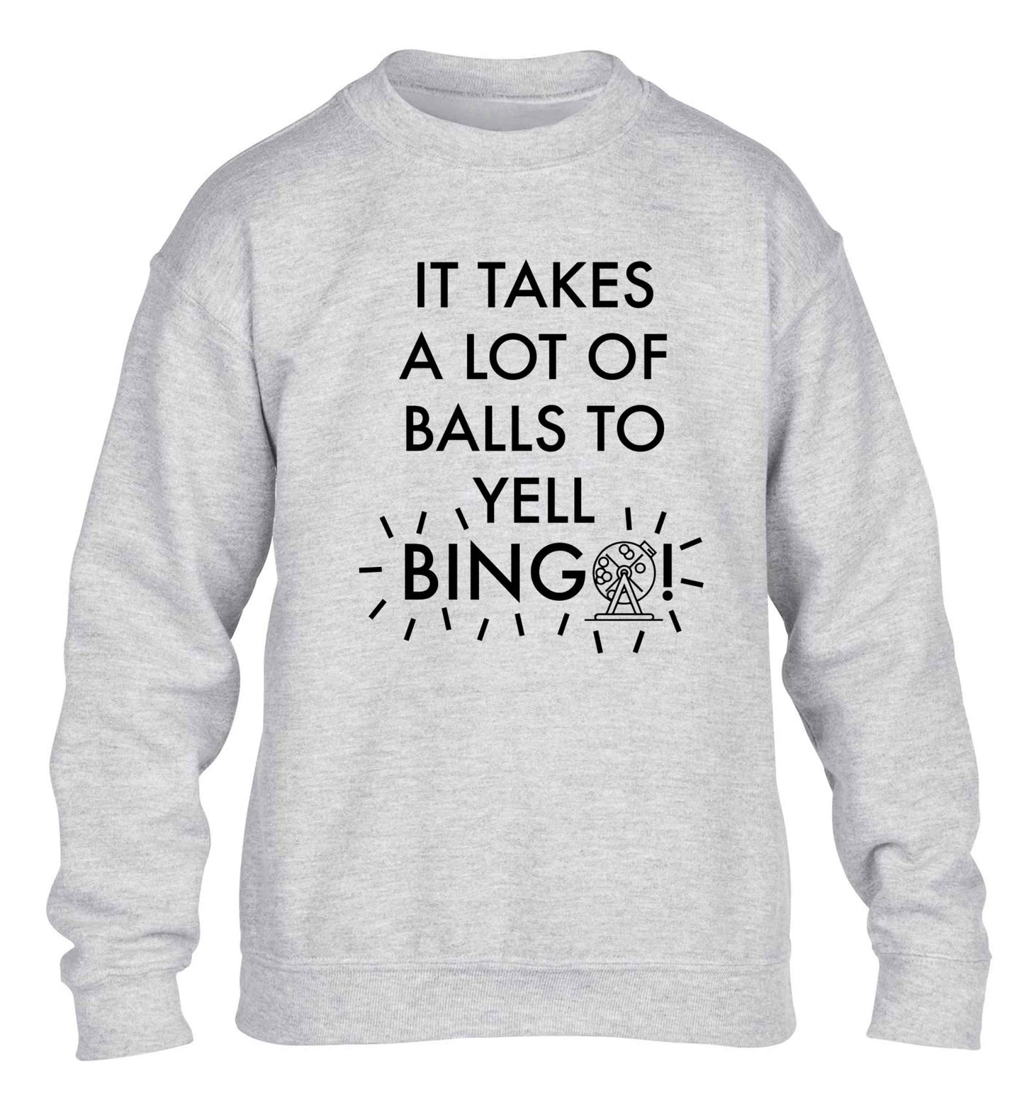 It takes a lot of balls to yell bingo! children's grey sweater 12-13 Years