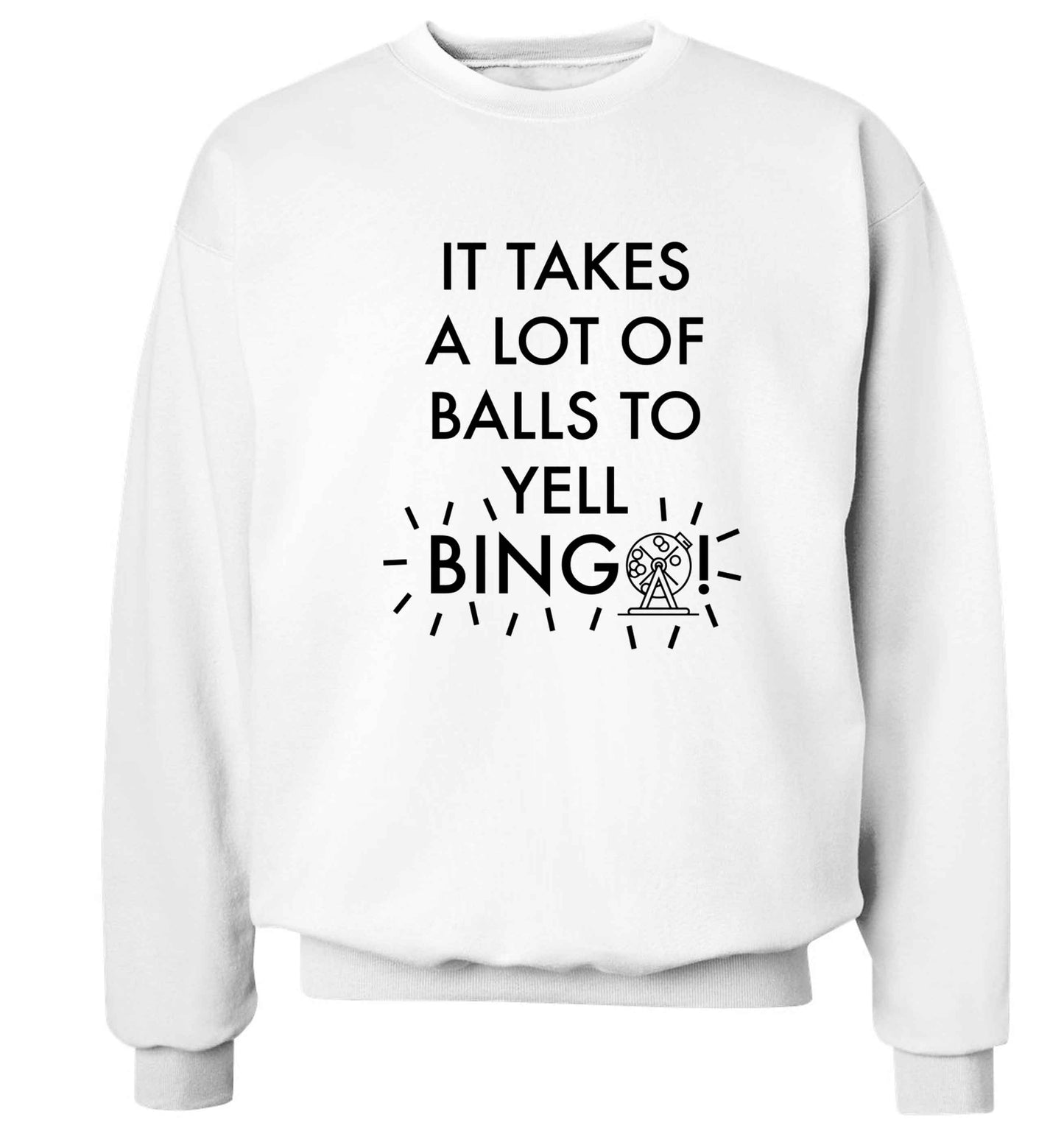 It takes a lot of balls to yell bingo! Adult's unisex white Sweater 2XL