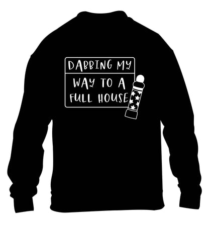 Dabbing my way to a full house children's black sweater 12-13 Years