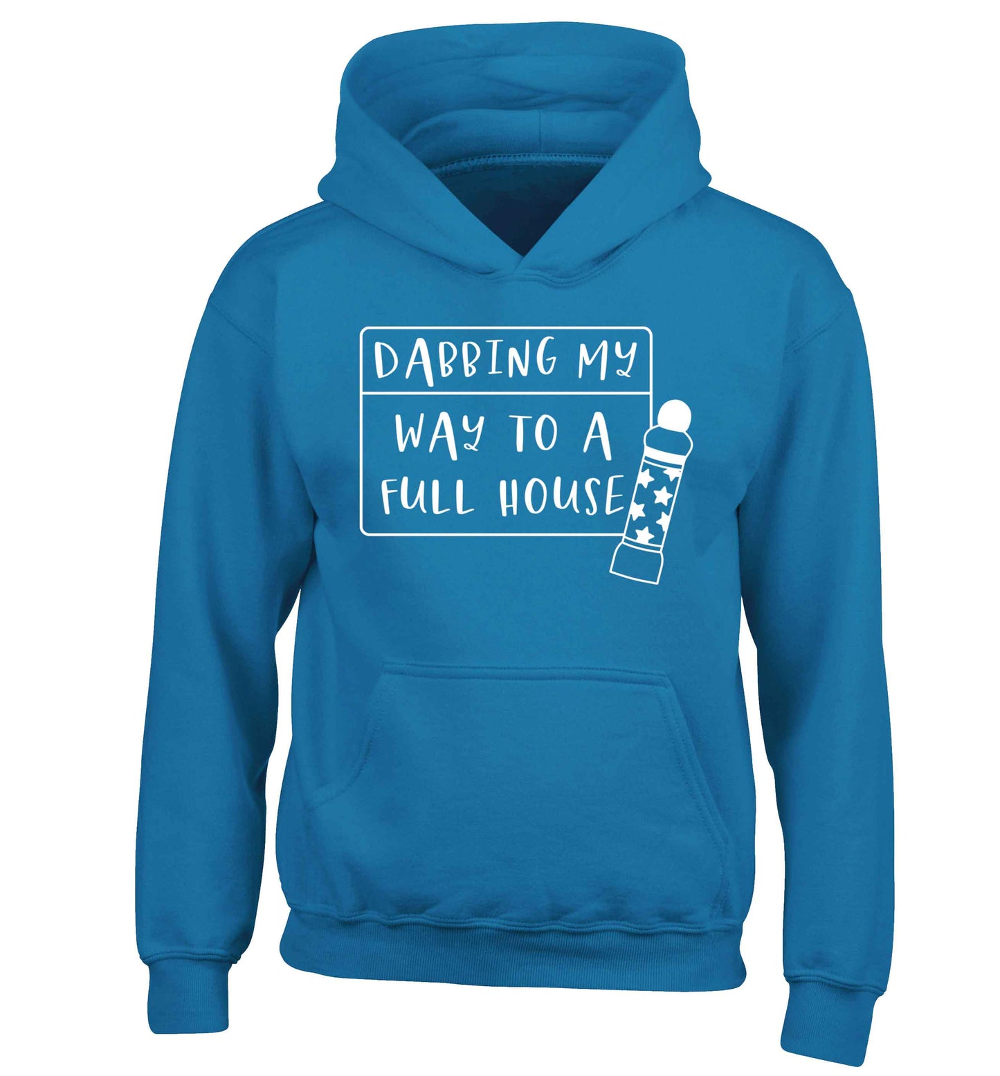 Dabbing my way to a full house children's blue hoodie 12-13 Years