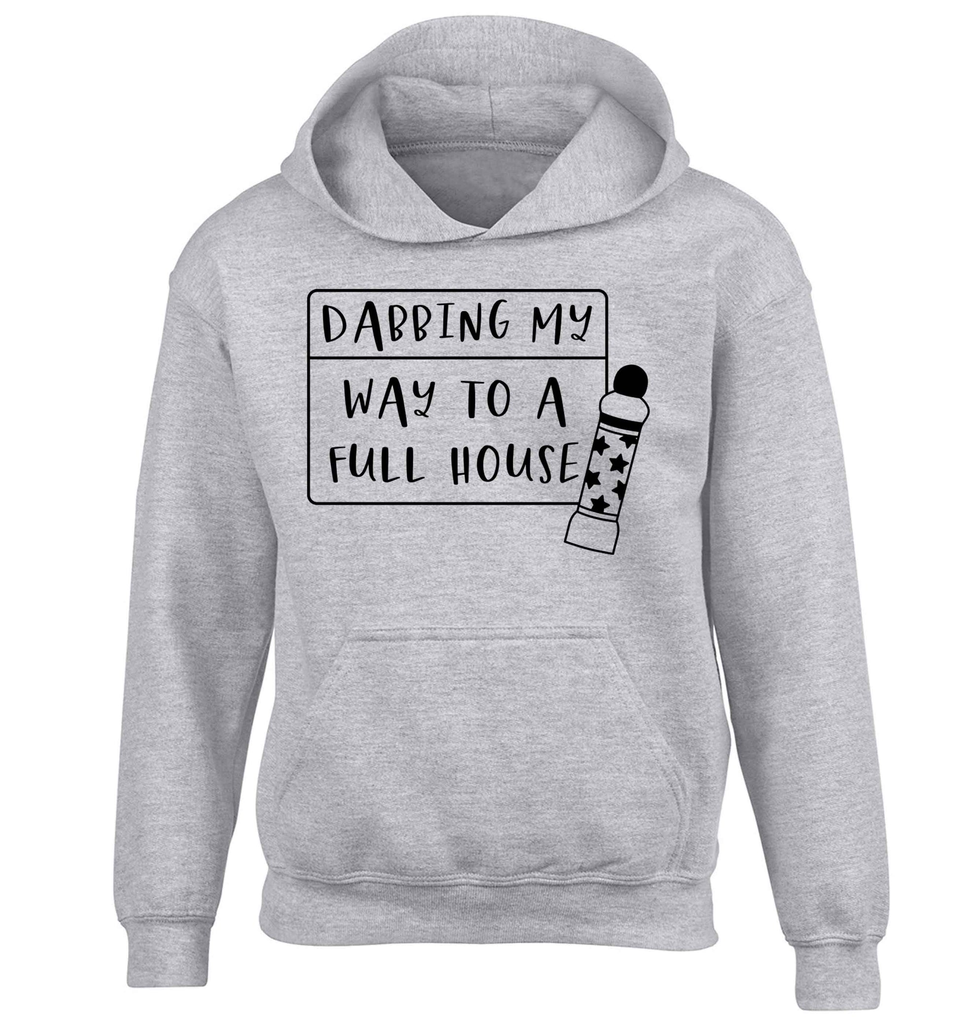 Dabbing my way to a full house children's grey hoodie 12-13 Years