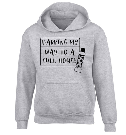 Dabbing my way to a full house children's grey hoodie 12-13 Years
