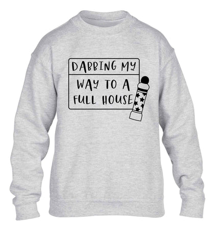 Dabbing my way to a full house children's grey sweater 12-13 Years