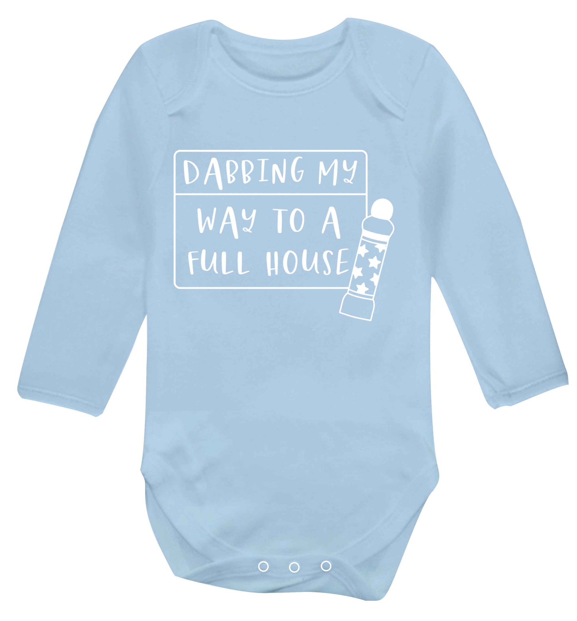 Dabbing my way to a full house Baby Vest long sleeved pale blue 6-12 months
