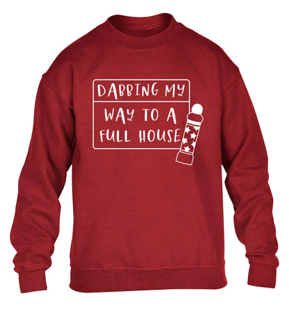 Dabbing my way to a full house children's grey sweater 12-13 Years