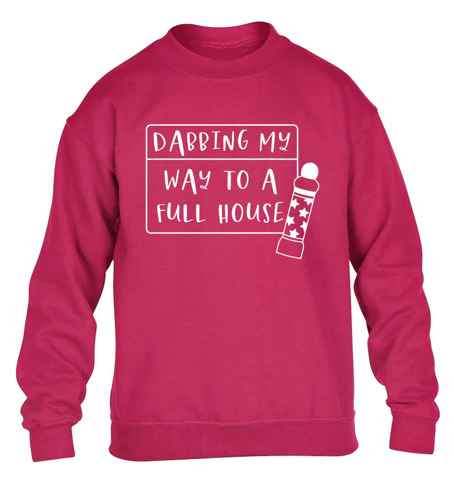 Dabbing my way to a full house children's pink sweater 12-13 Years