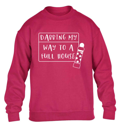 Dabbing my way to a full house children's pink sweater 12-13 Years