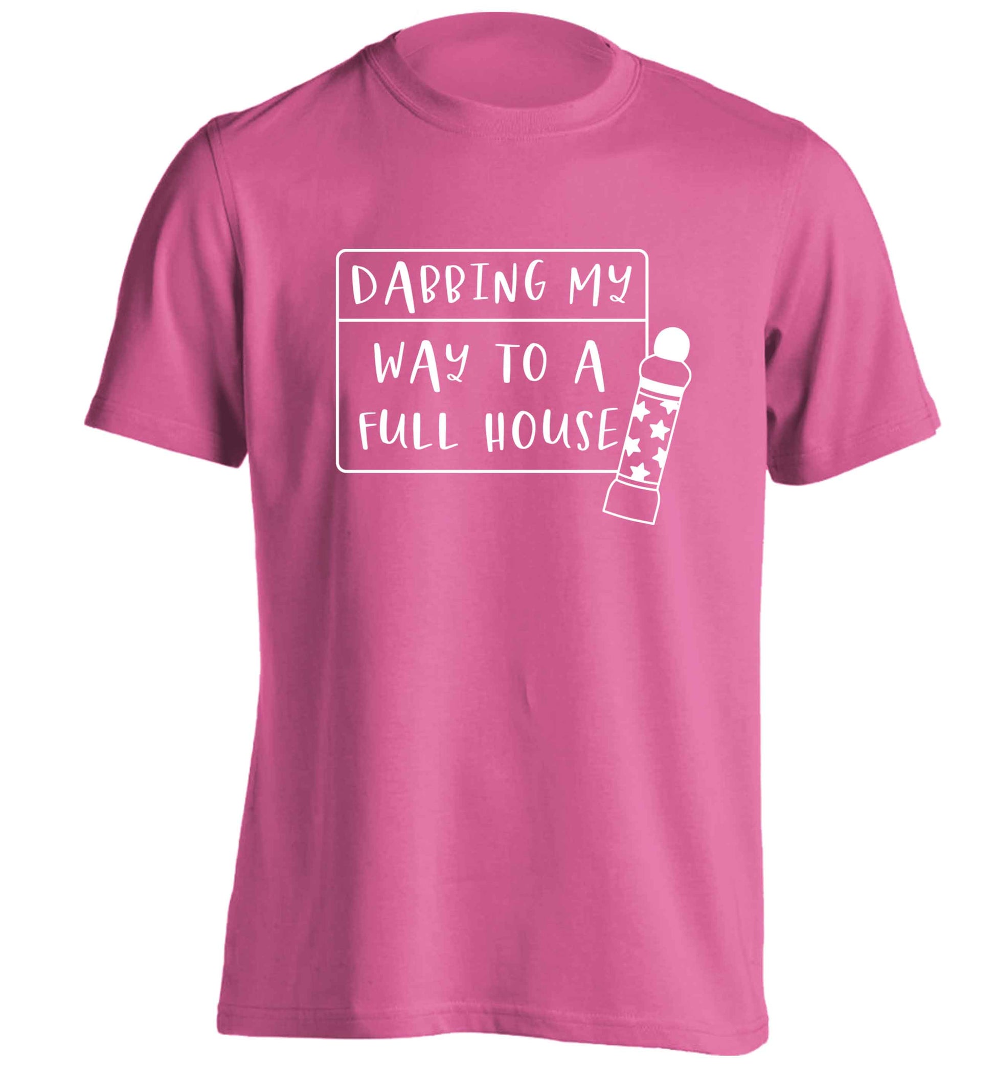 Dabbing my way to a full house adults unisex pink Tshirt 2XL