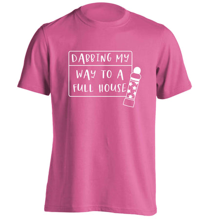 Dabbing my way to a full house adults unisex pink Tshirt 2XL