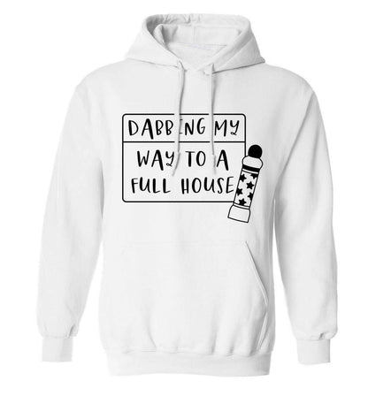 Dabbing my way to a full house adults unisex white hoodie 2XL