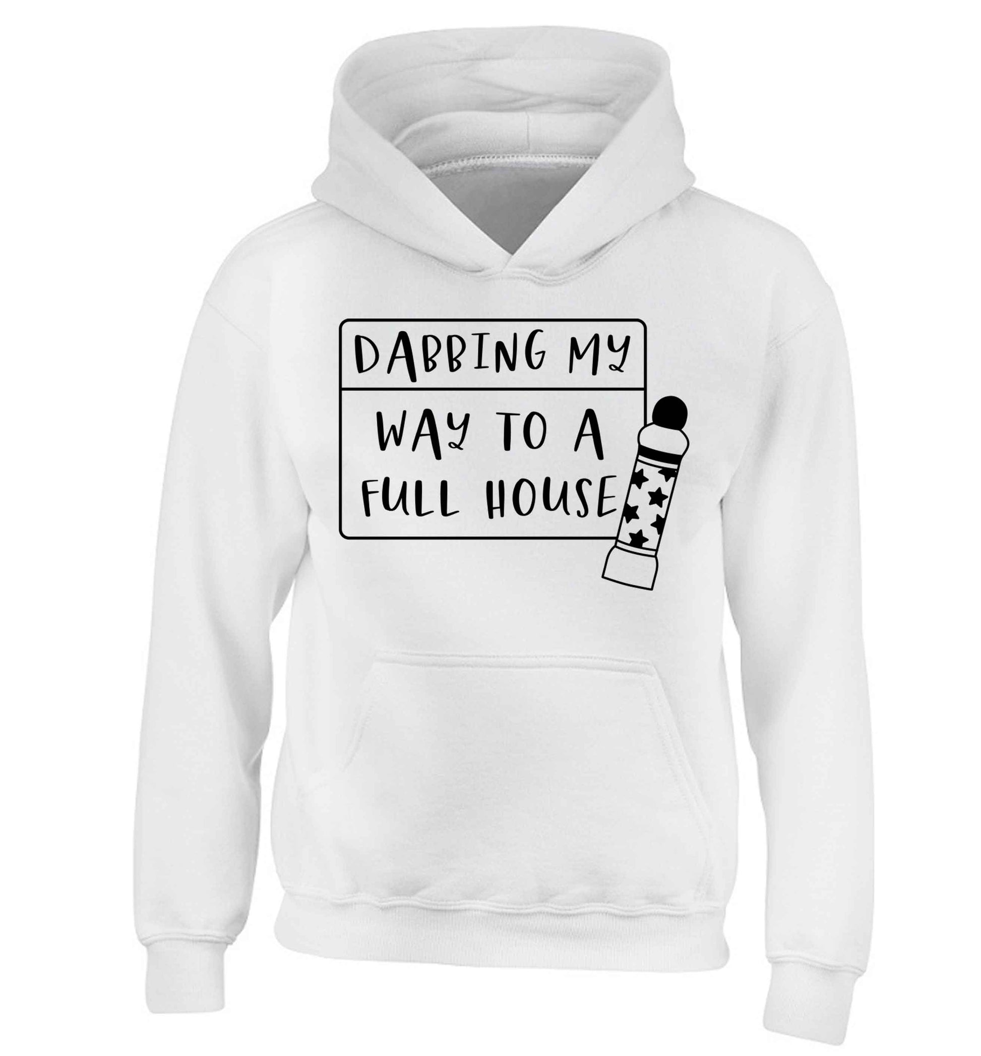 Dabbing my way to a full house children's white hoodie 12-13 Years