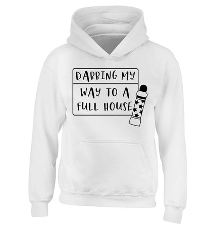 Dabbing my way to a full house children's white hoodie 12-13 Years