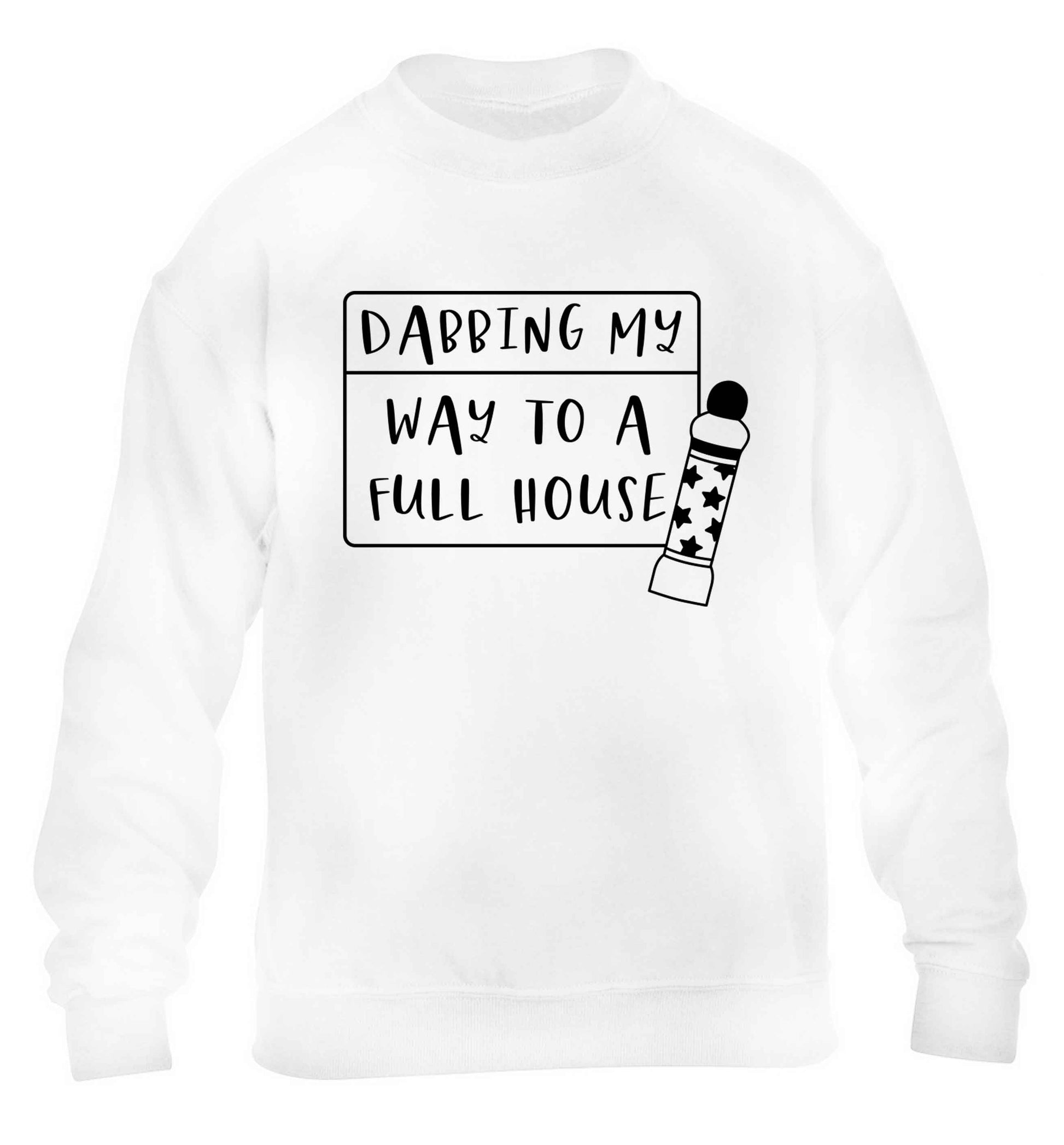 Dabbing my way to a full house children's white sweater 12-13 Years