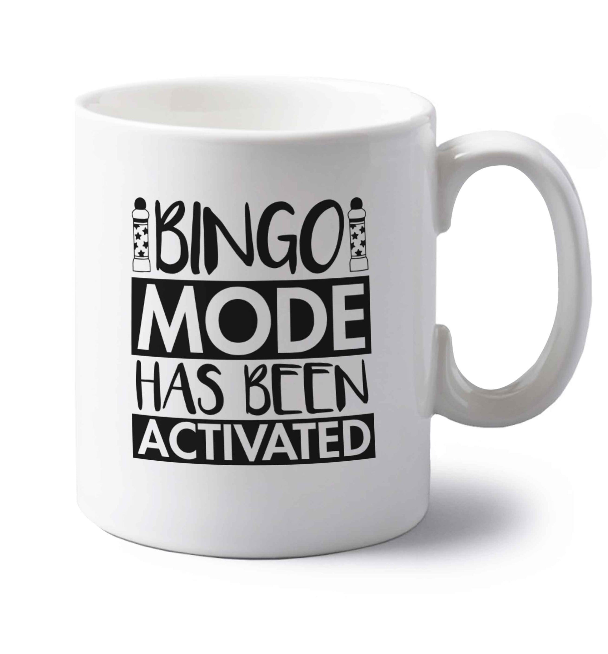 Bingo mode has been activated left handed white ceramic mug 