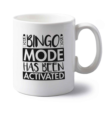 Bingo mode has been activated left handed white ceramic mug 