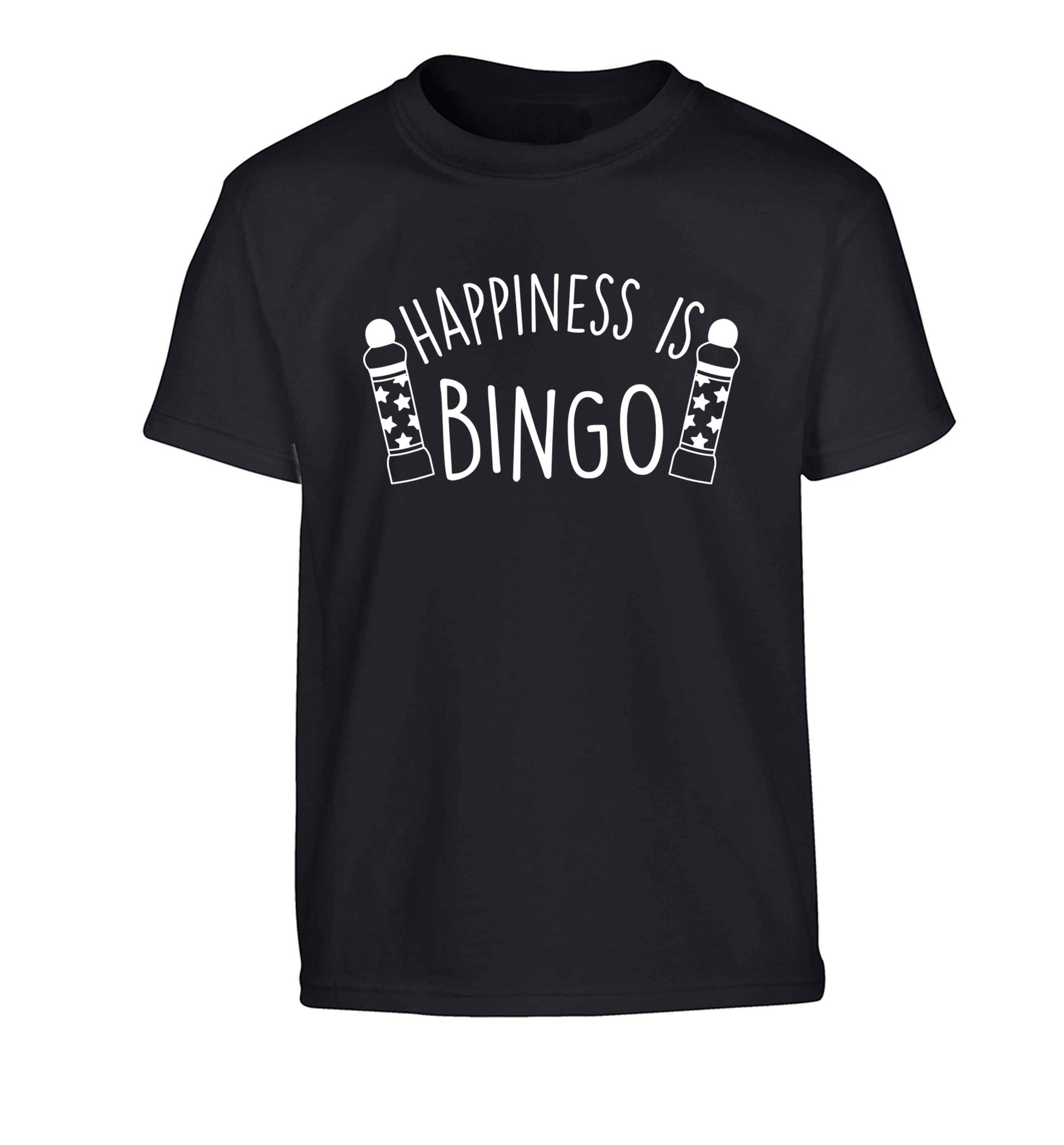 Happiness is bingo Children's black Tshirt 12-13 Years