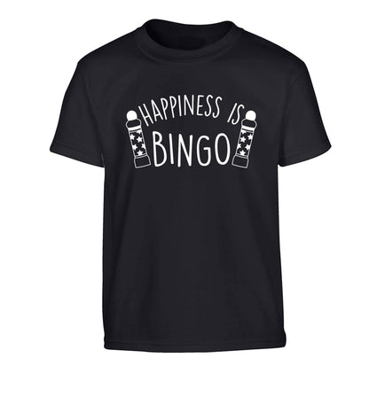 Happiness is bingo Children's black Tshirt 12-13 Years