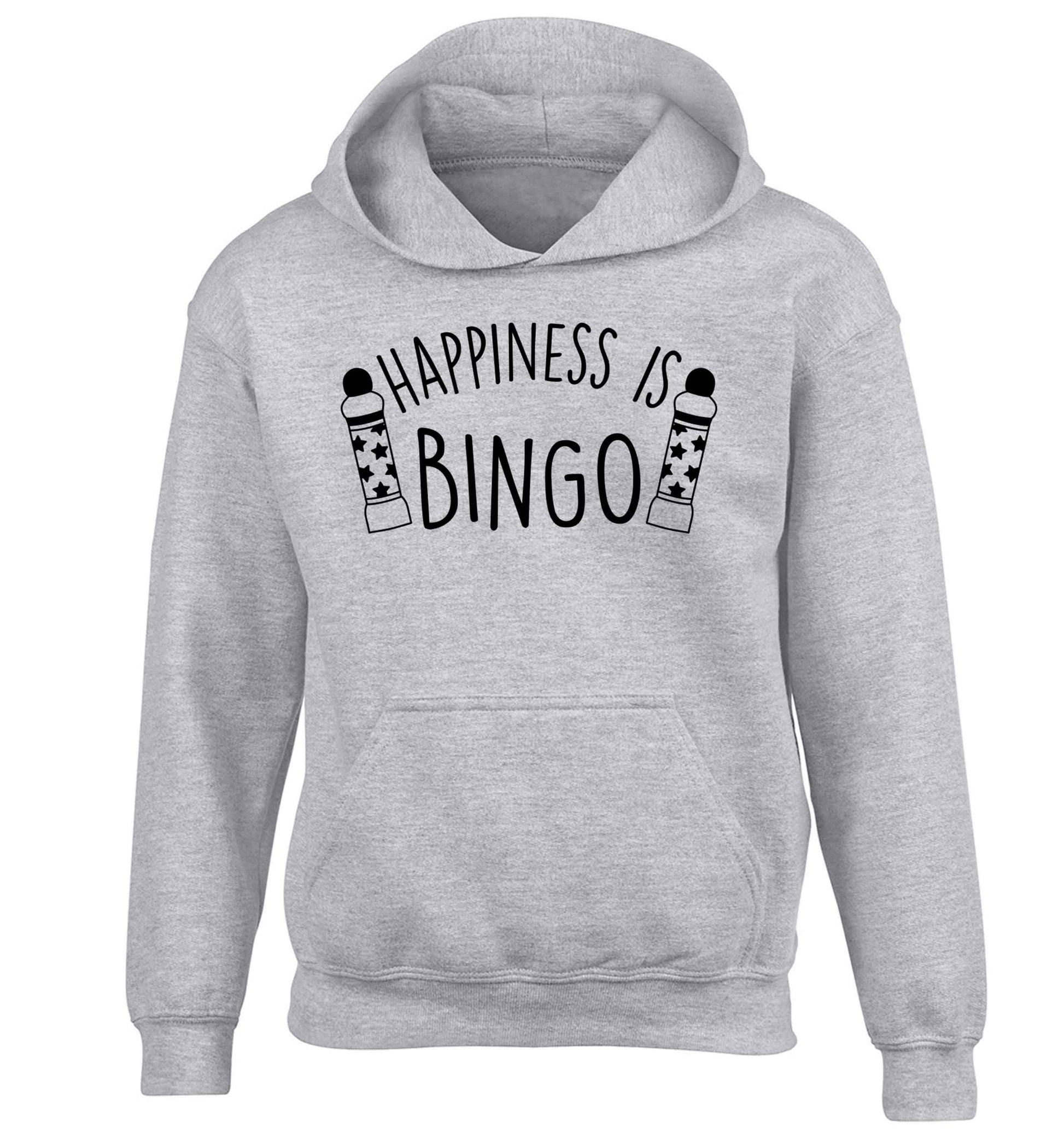 Happiness is bingo children's grey hoodie 12-13 Years
