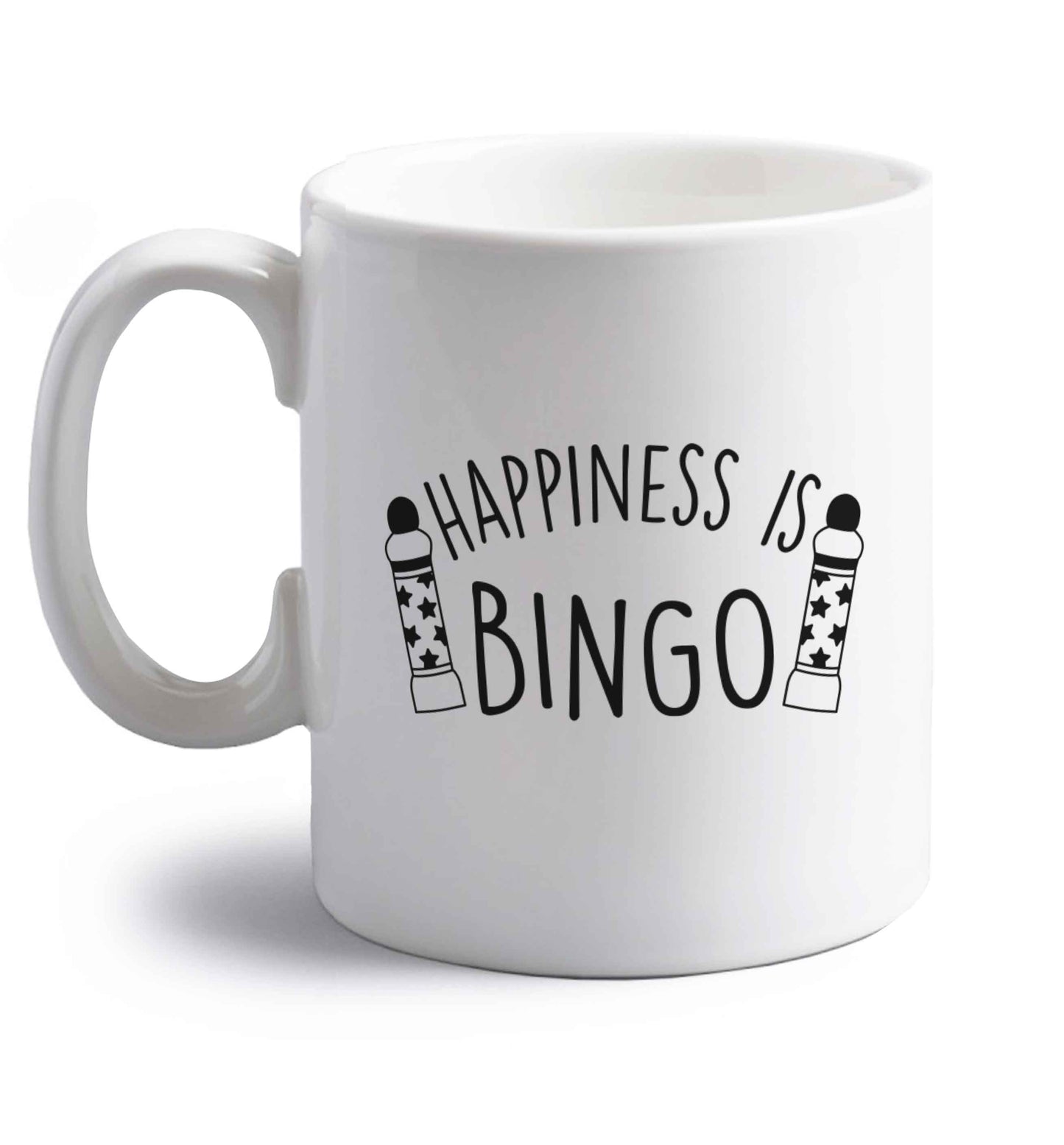 Happiness is bingo right handed white ceramic mug 