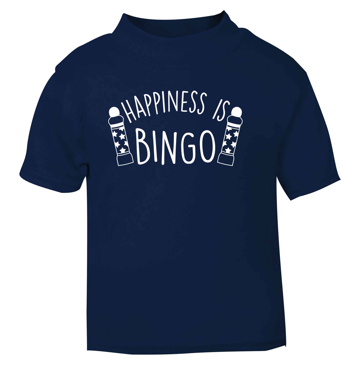 Happiness is bingo navy Baby Toddler Tshirt 2 Years