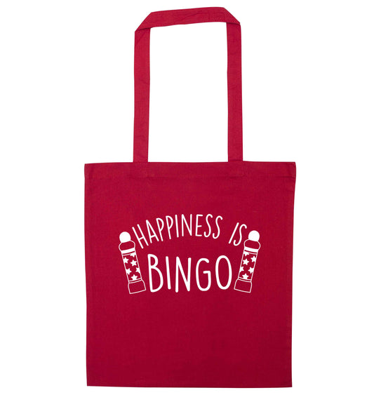 Happiness is bingo red tote bag