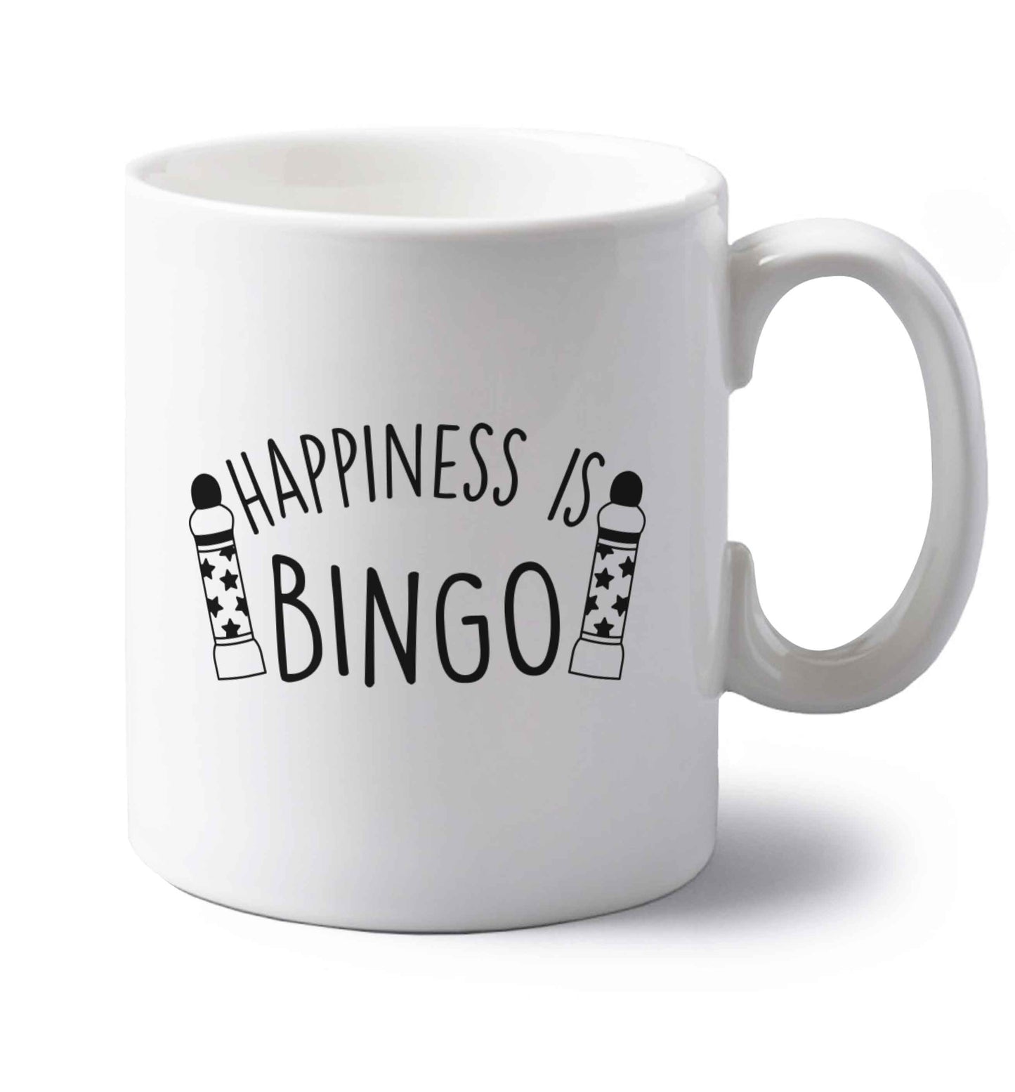 Happiness is bingo left handed white ceramic mug 