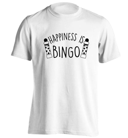 Happiness is bingo adults unisex white Tshirt 2XL