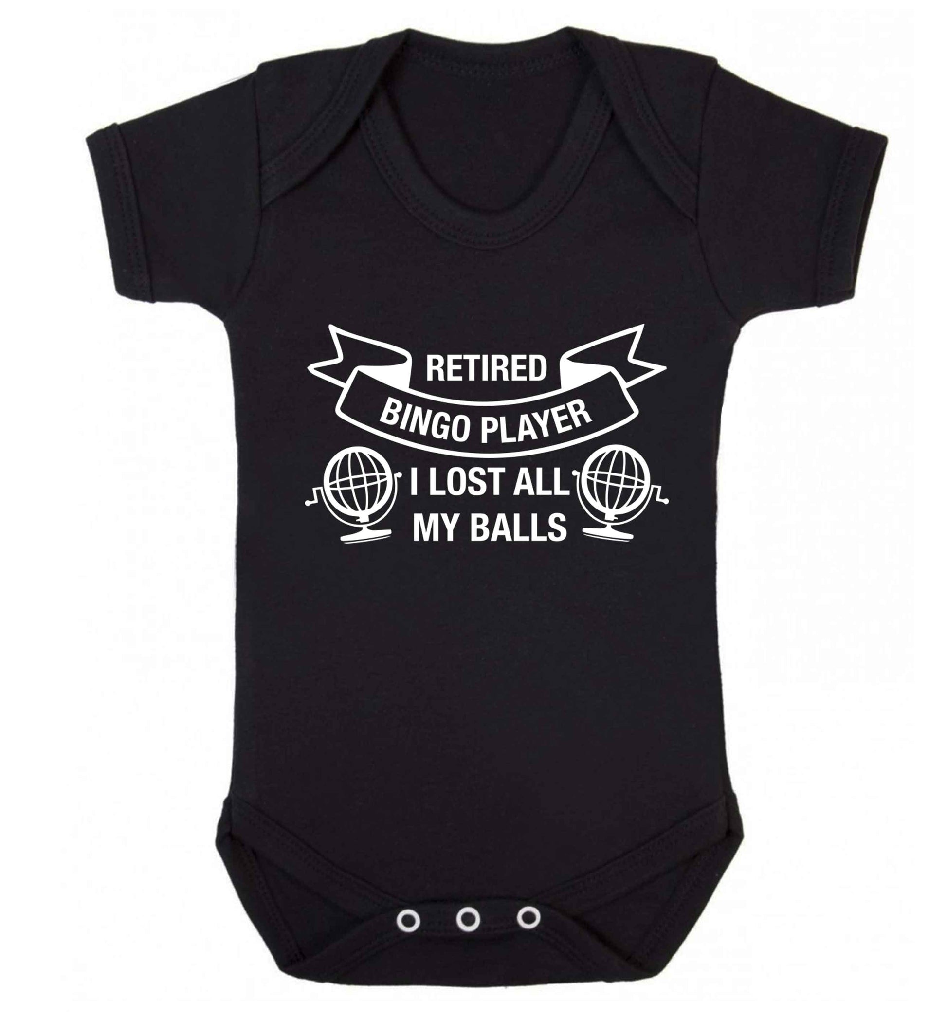 Retired bingo player I lost all my balls Baby Vest black 18-24 months