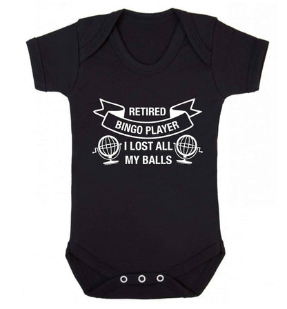 Retired bingo player I lost all my balls Baby Vest black 18-24 months