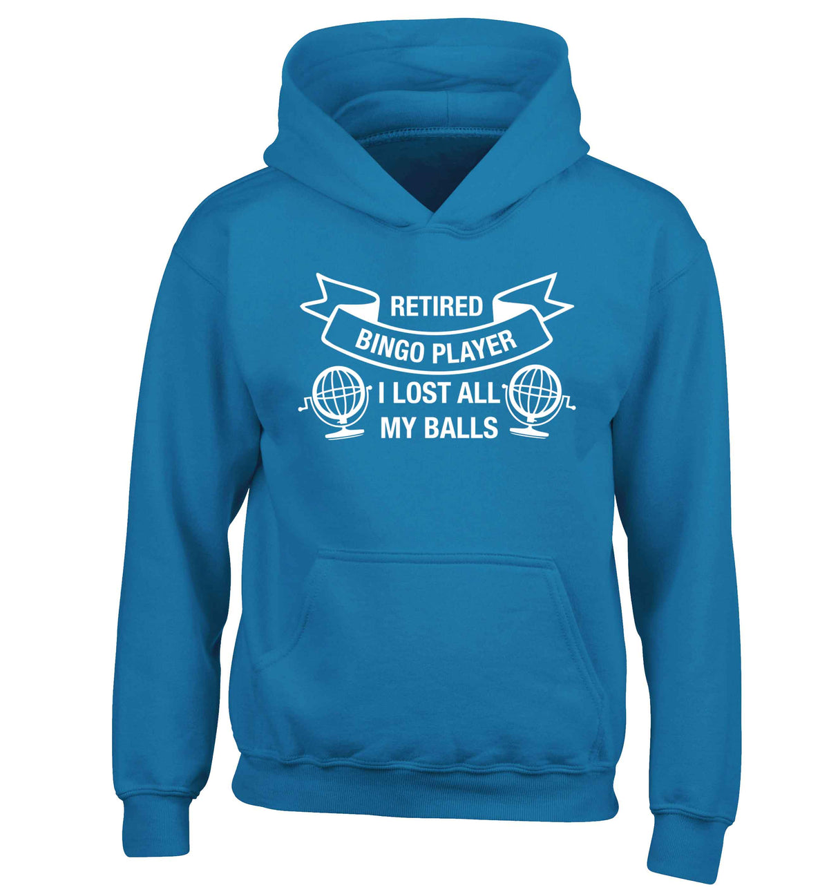 Retired bingo player I lost all my balls children's blue hoodie 12-13 Years