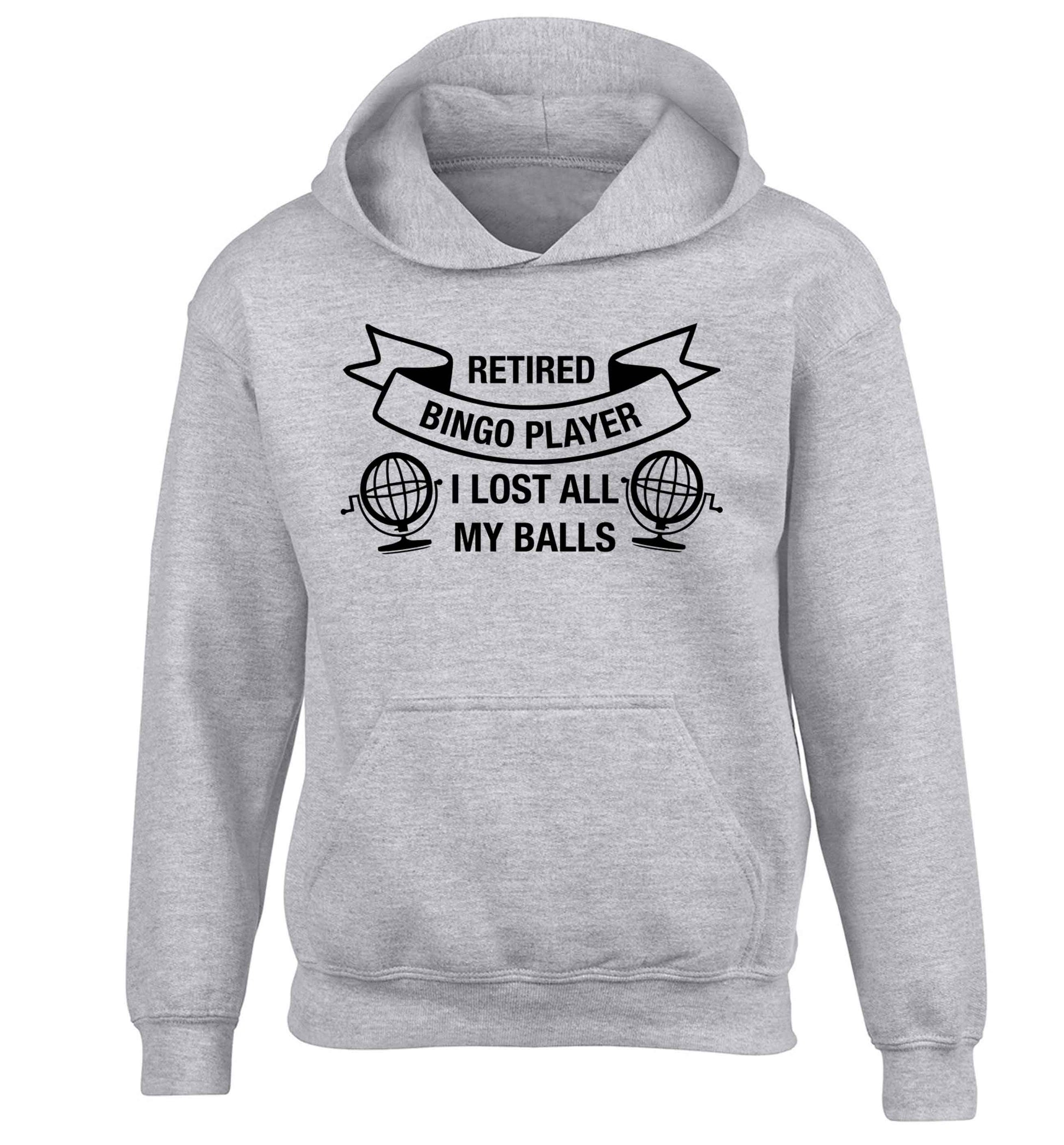 Retired bingo player I lost all my balls children's grey hoodie 12-13 Years