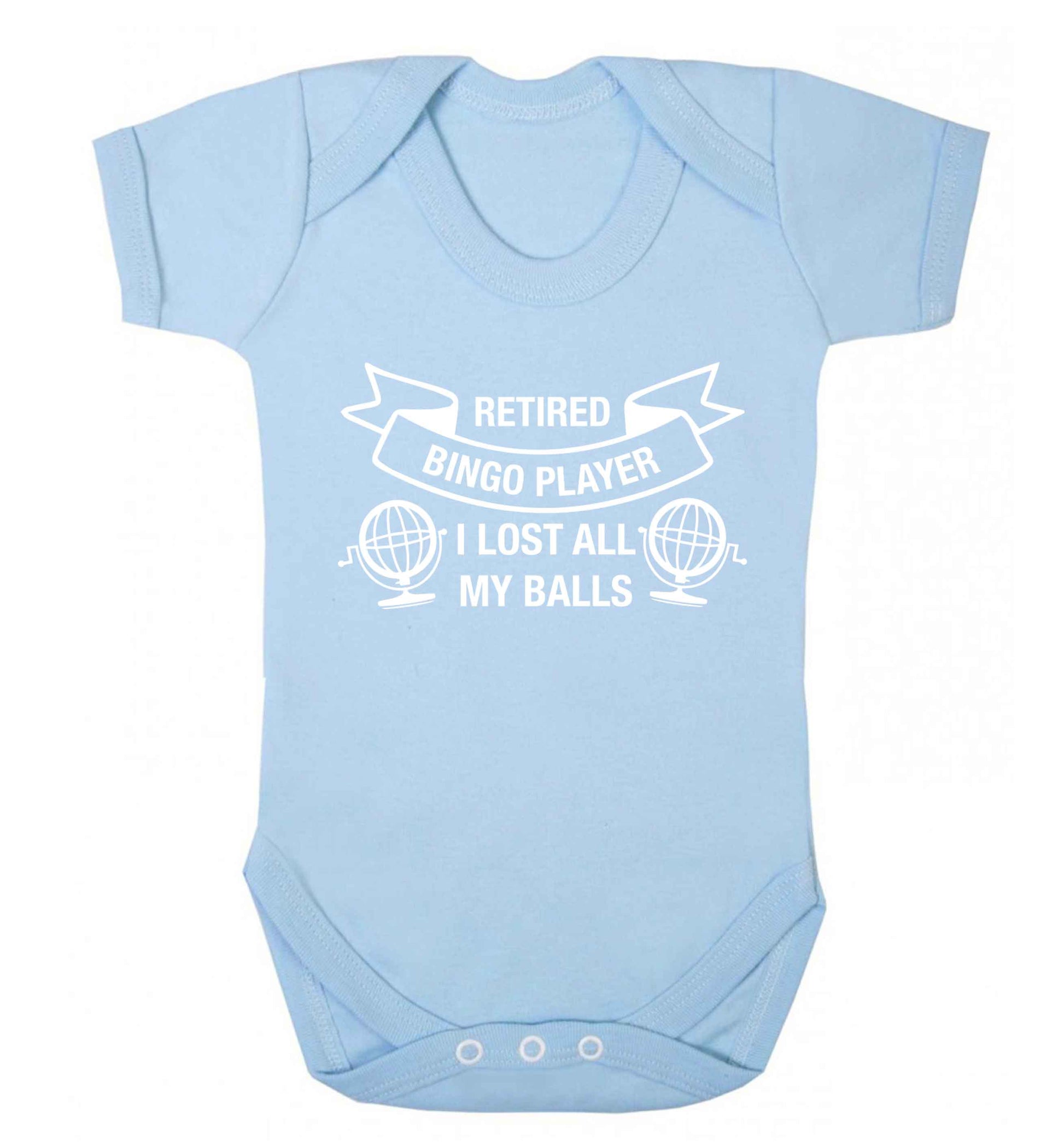Retired bingo player I lost all my balls Baby Vest pale blue 18-24 months