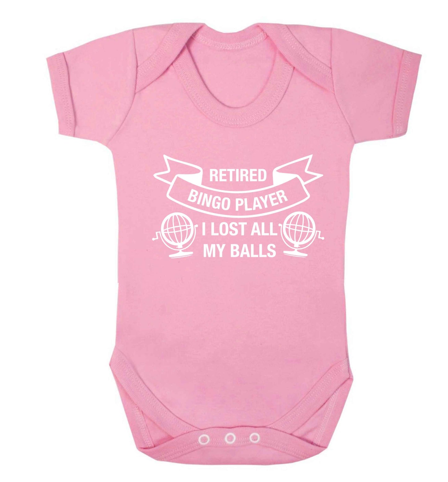 Retired bingo player I lost all my balls Baby Vest pale pink 18-24 months