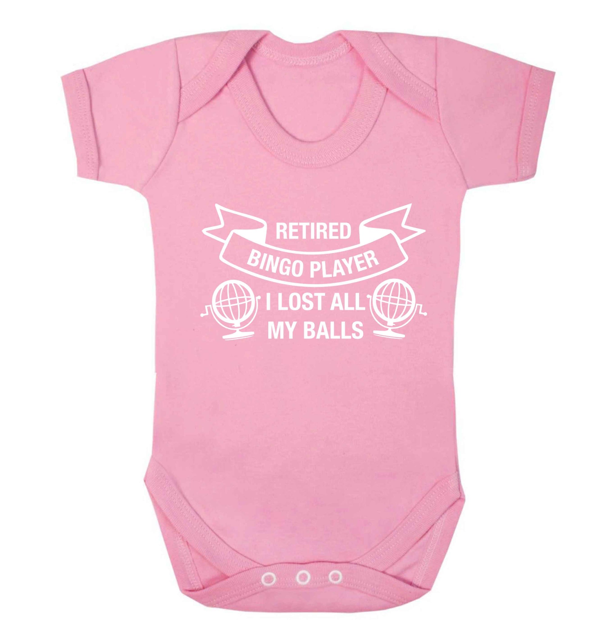 Retired bingo player I lost all my balls Baby Vest pale pink 18-24 months