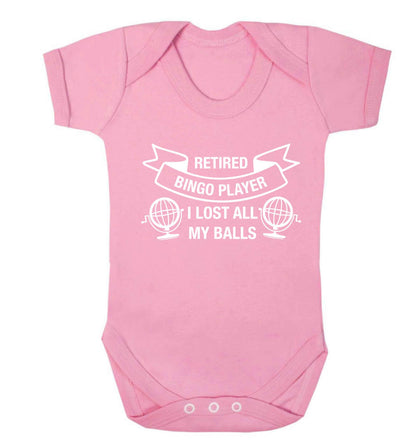 Retired bingo player I lost all my balls Baby Vest pale pink 18-24 months
