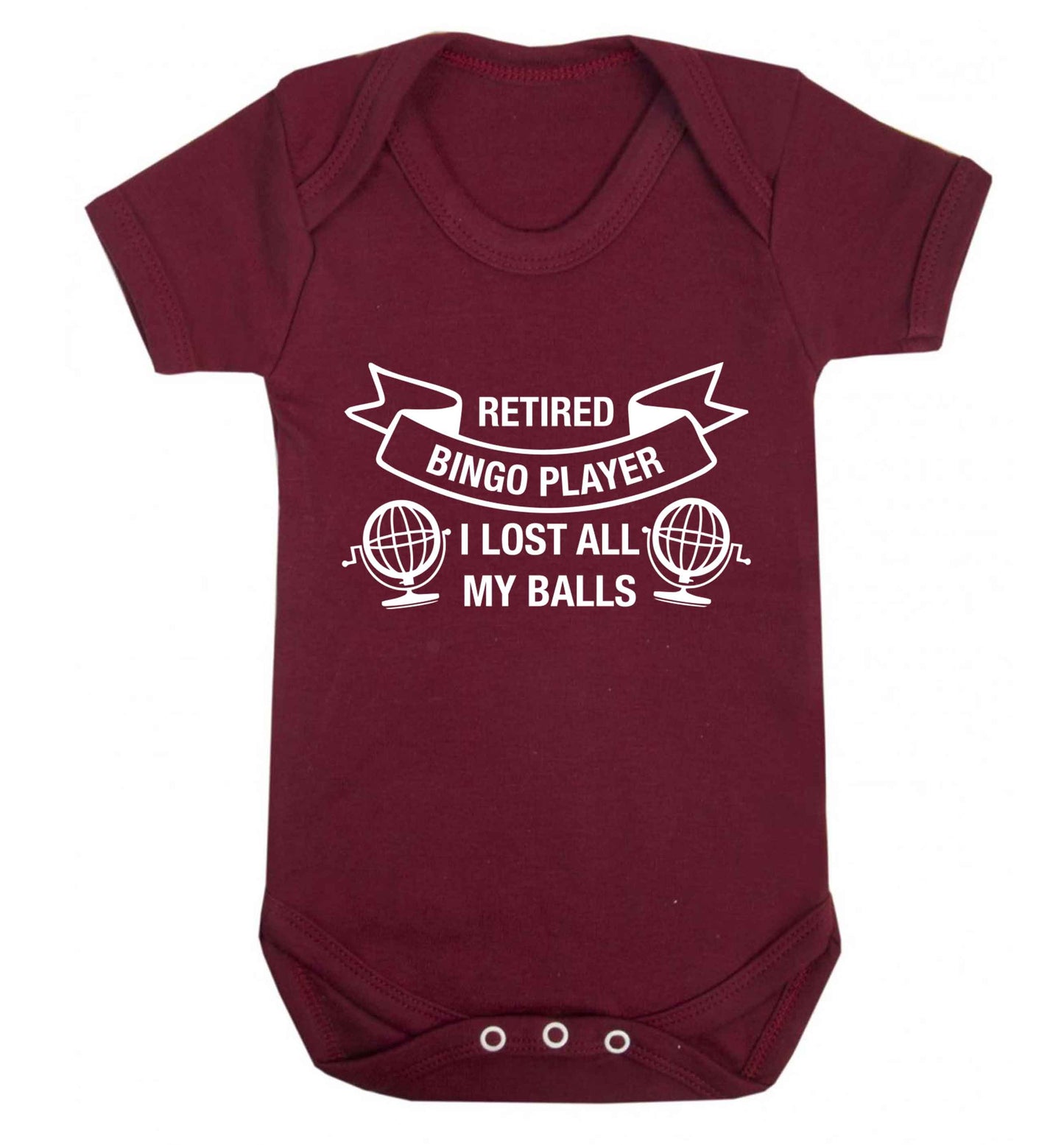 Retired bingo player I lost all my balls Baby Vest maroon 18-24 months