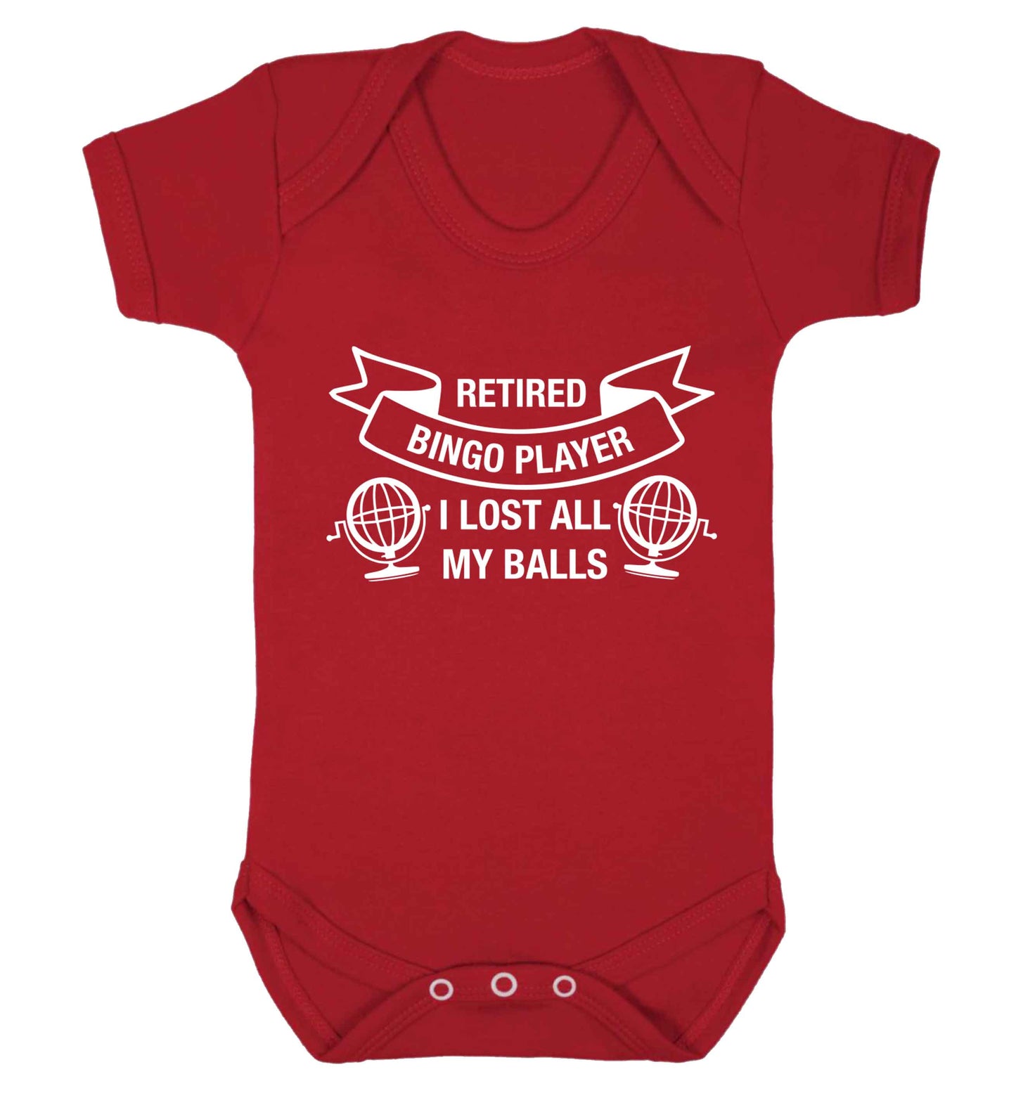 Retired bingo player I lost all my balls Baby Vest red 18-24 months