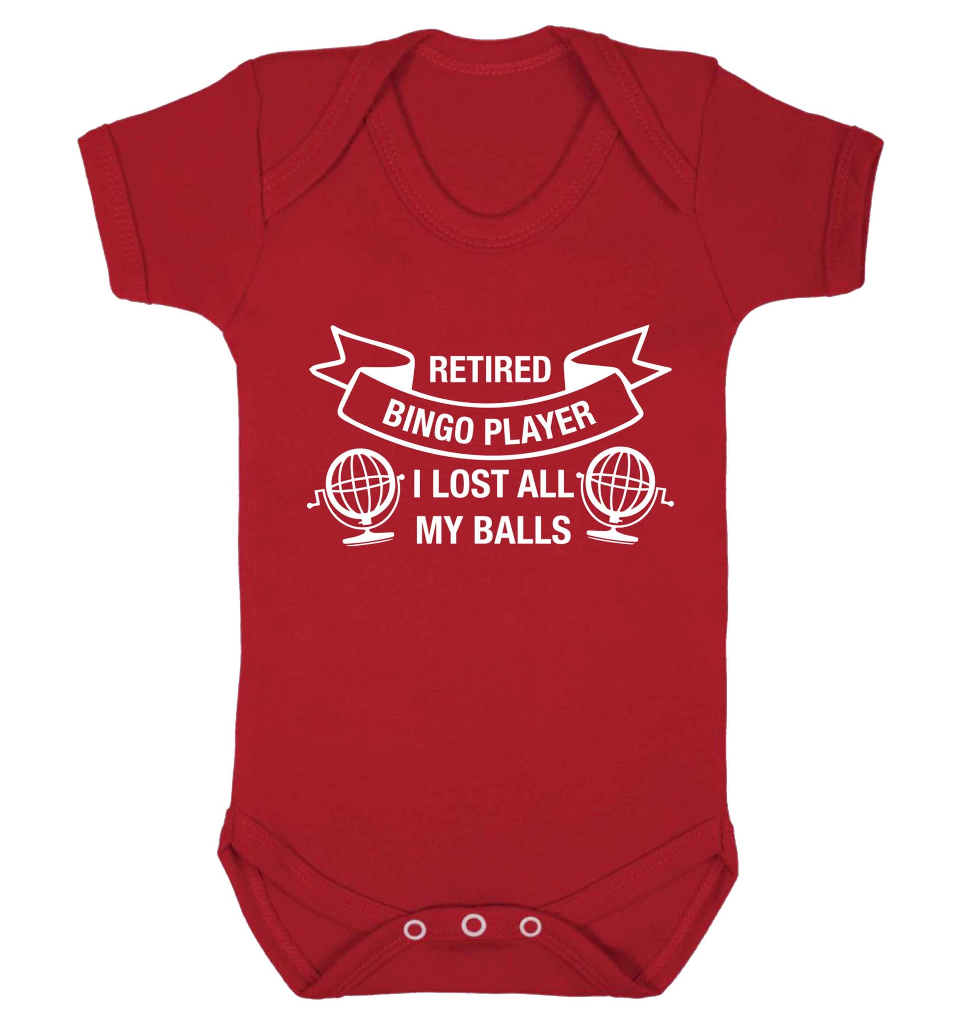 Retired bingo player I lost all my balls Baby Vest red 18-24 months