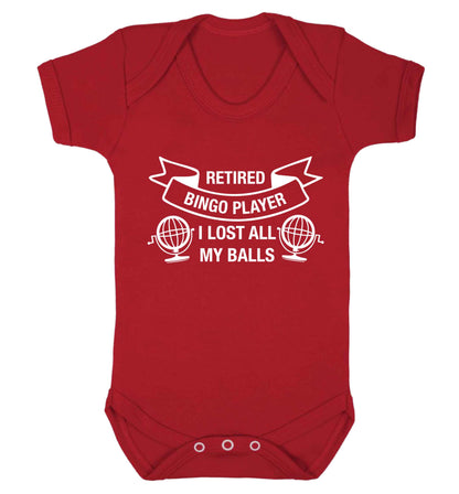 Retired bingo player I lost all my balls Baby Vest red 18-24 months