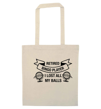 Retired bingo player I lost all my balls natural tote bag