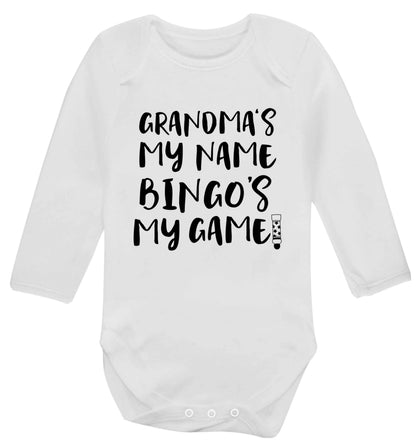 Grandma's my name bingo's my game! Baby Vest long sleeved white 6-12 months