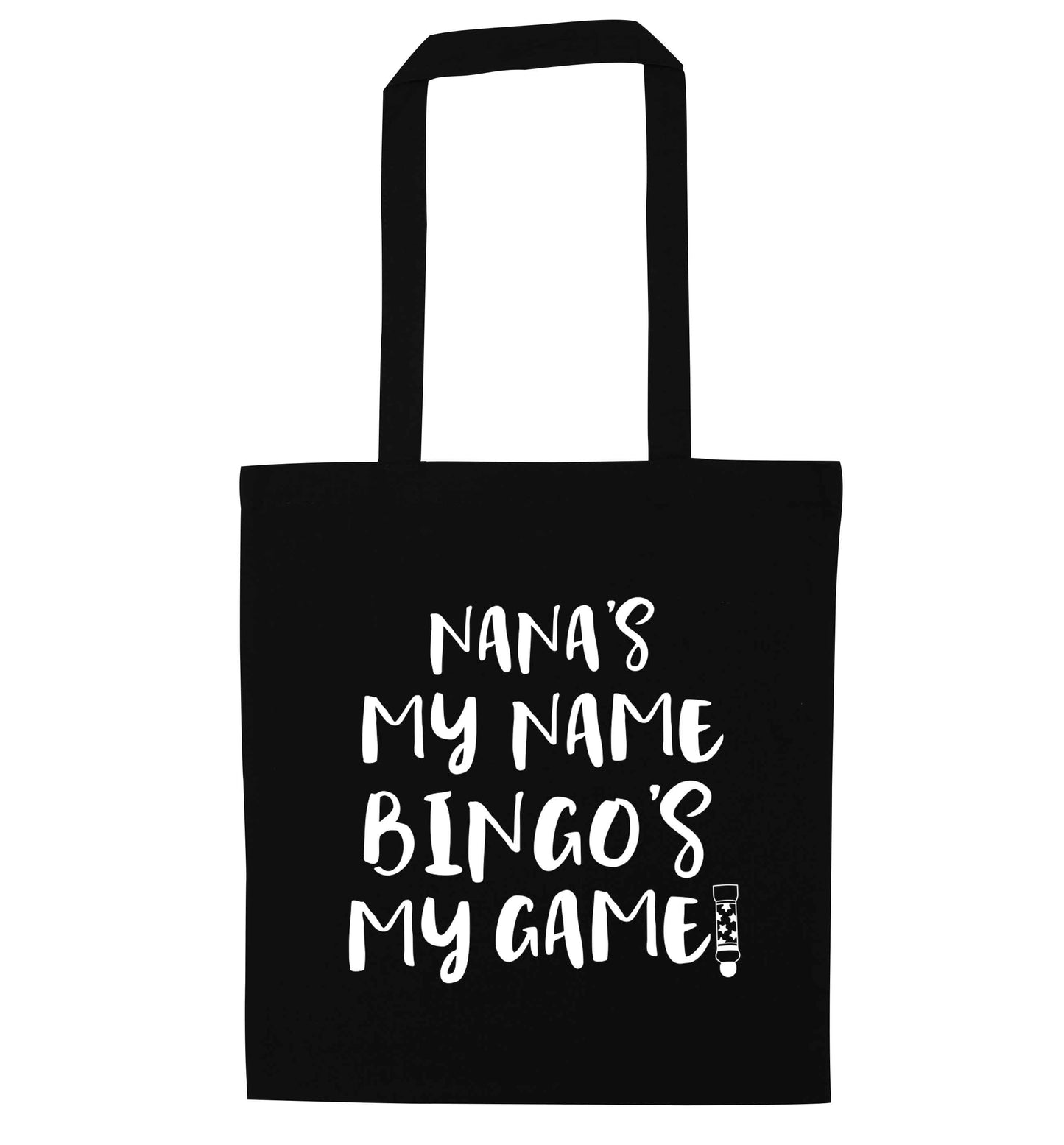 Nana's my name bingo's my game! black tote bag
