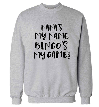 Nana's my name bingo's my game! Adult's unisex grey Sweater 2XL