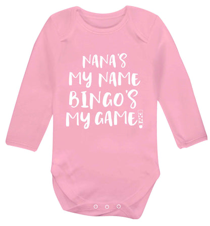 Nana's my name bingo's my game! Baby Vest long sleeved pale pink 6-12 months