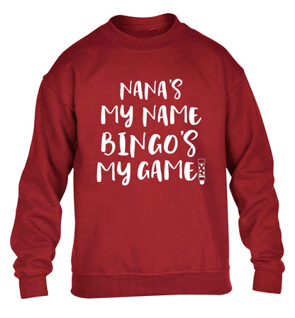 Nana's my name bingo's my game! children's grey sweater 12-13 Years