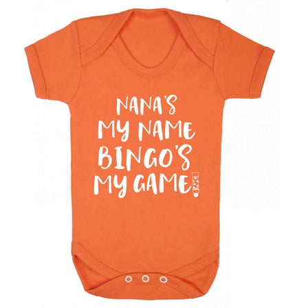 Nana's my name bingo's my game! Baby Vest orange 18-24 months