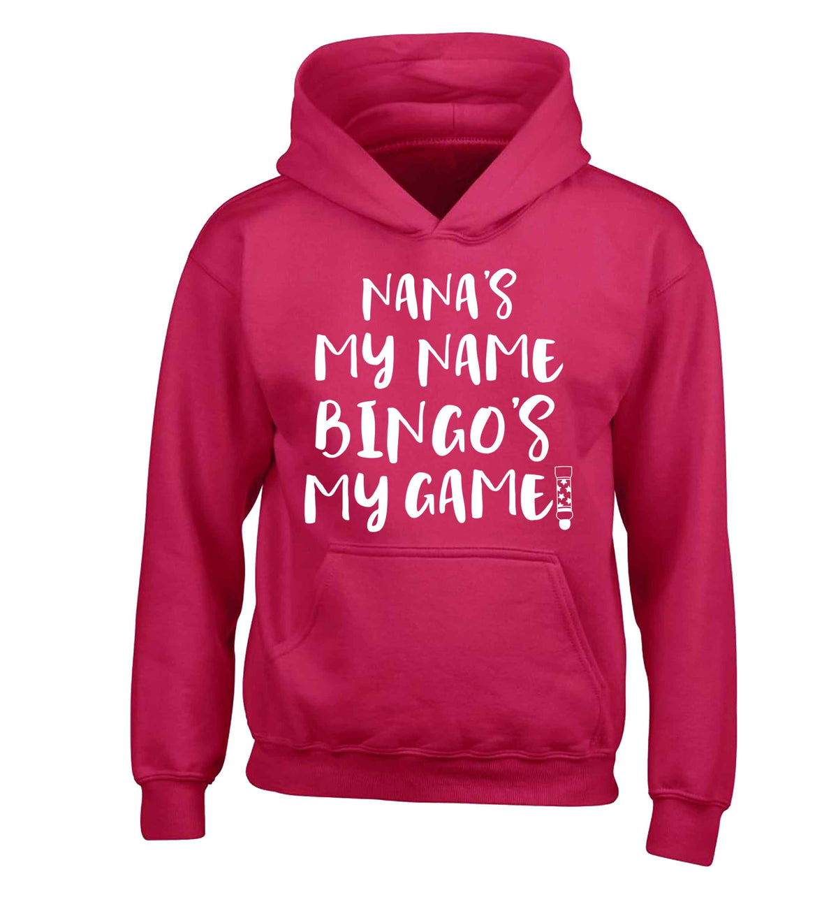Nana's my name bingo's my game! children's pink hoodie 12-13 Years